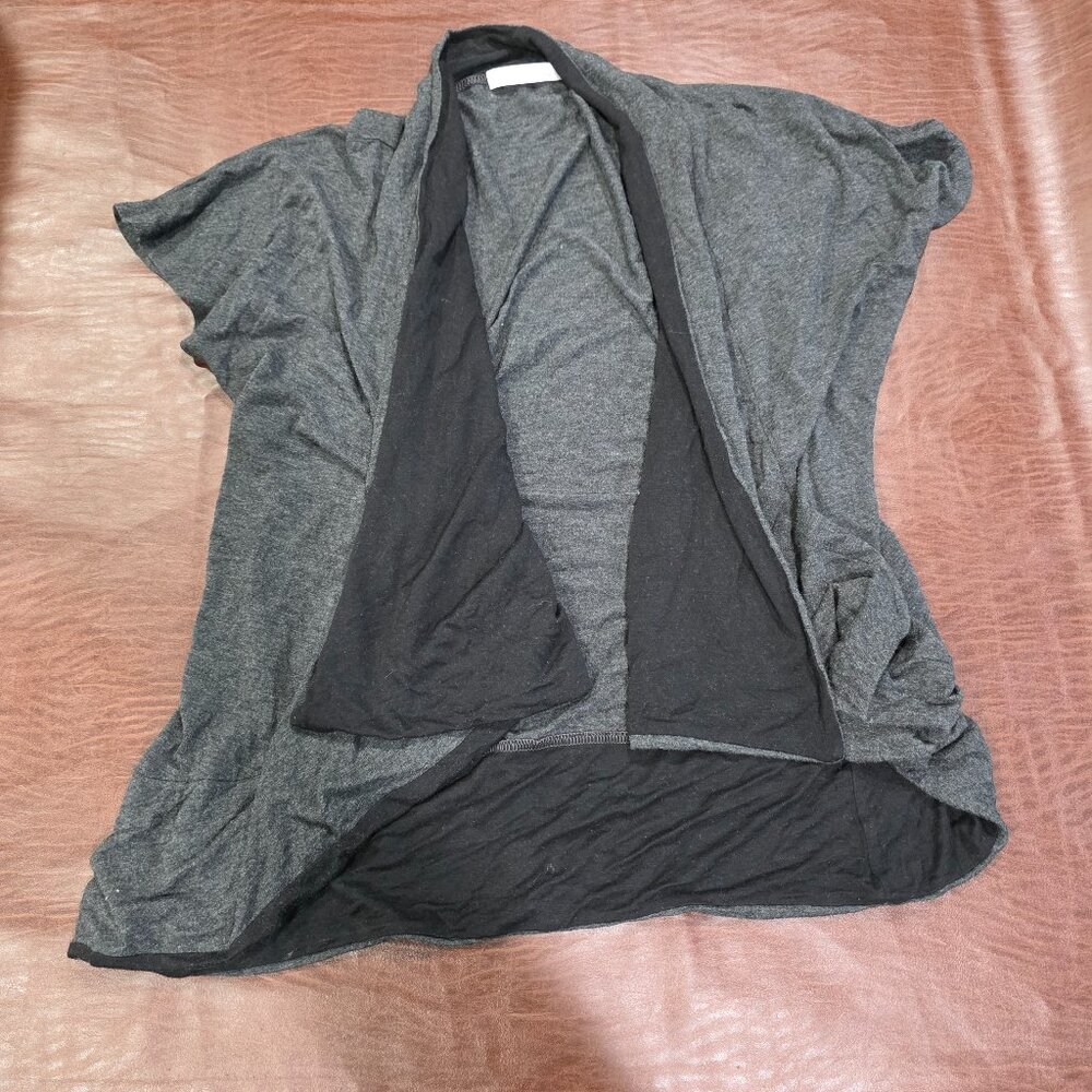 Charlotte Russe Charcoal Gray Open Front Draped Cardigan Shrug - Size Small